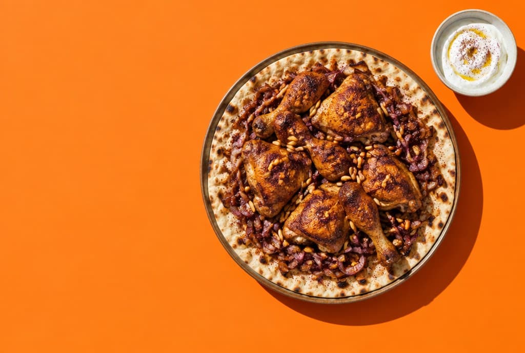 Musakhan: sumac chicken and onions on flatbread